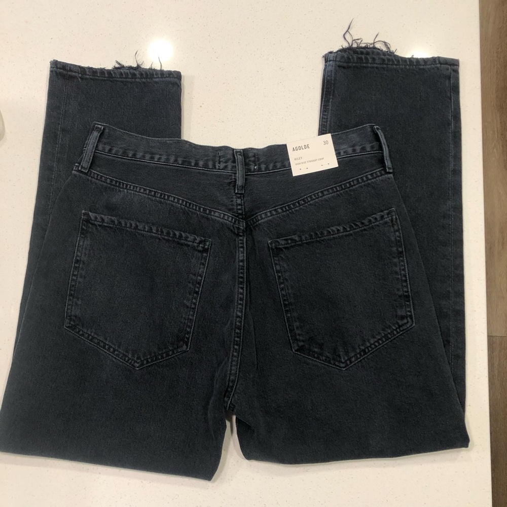 Agolde Riley Ripped Crop Straight Leg Jeans NWT - Picture 6 of 7